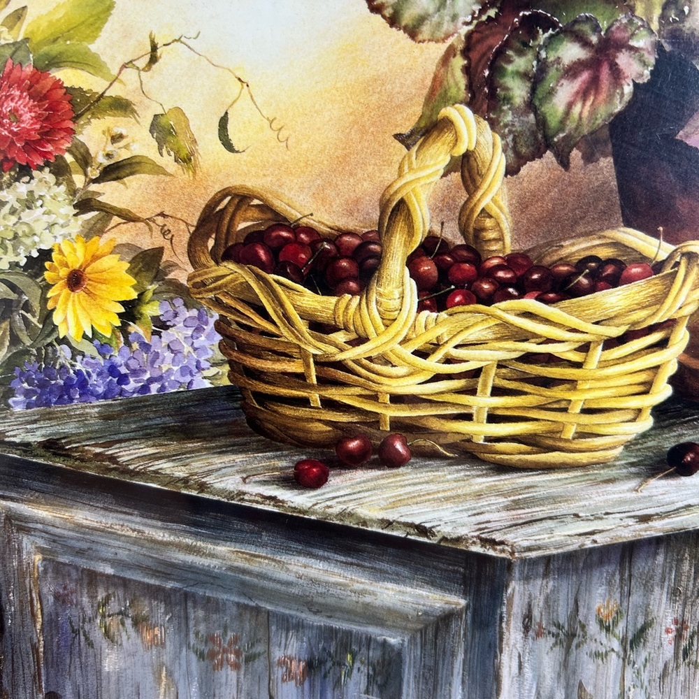 VTG Emily James Art Print Cherry Picking County Matted 1999 Basket Decor READ - Picture 9 of 10